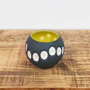 Open image in slideshow, Handmade Medium Round Charcoal Porcelain Tealight Holder
