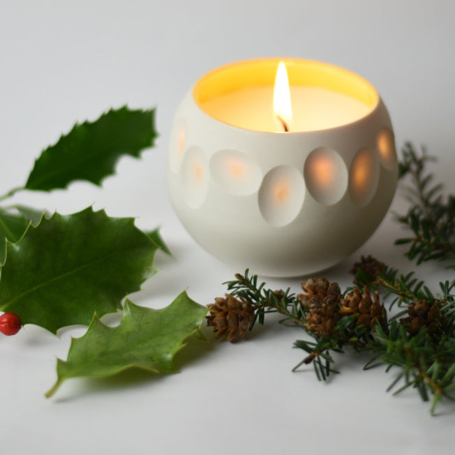Scented Christmas Soy Wax Candle in a Porcelain Holder