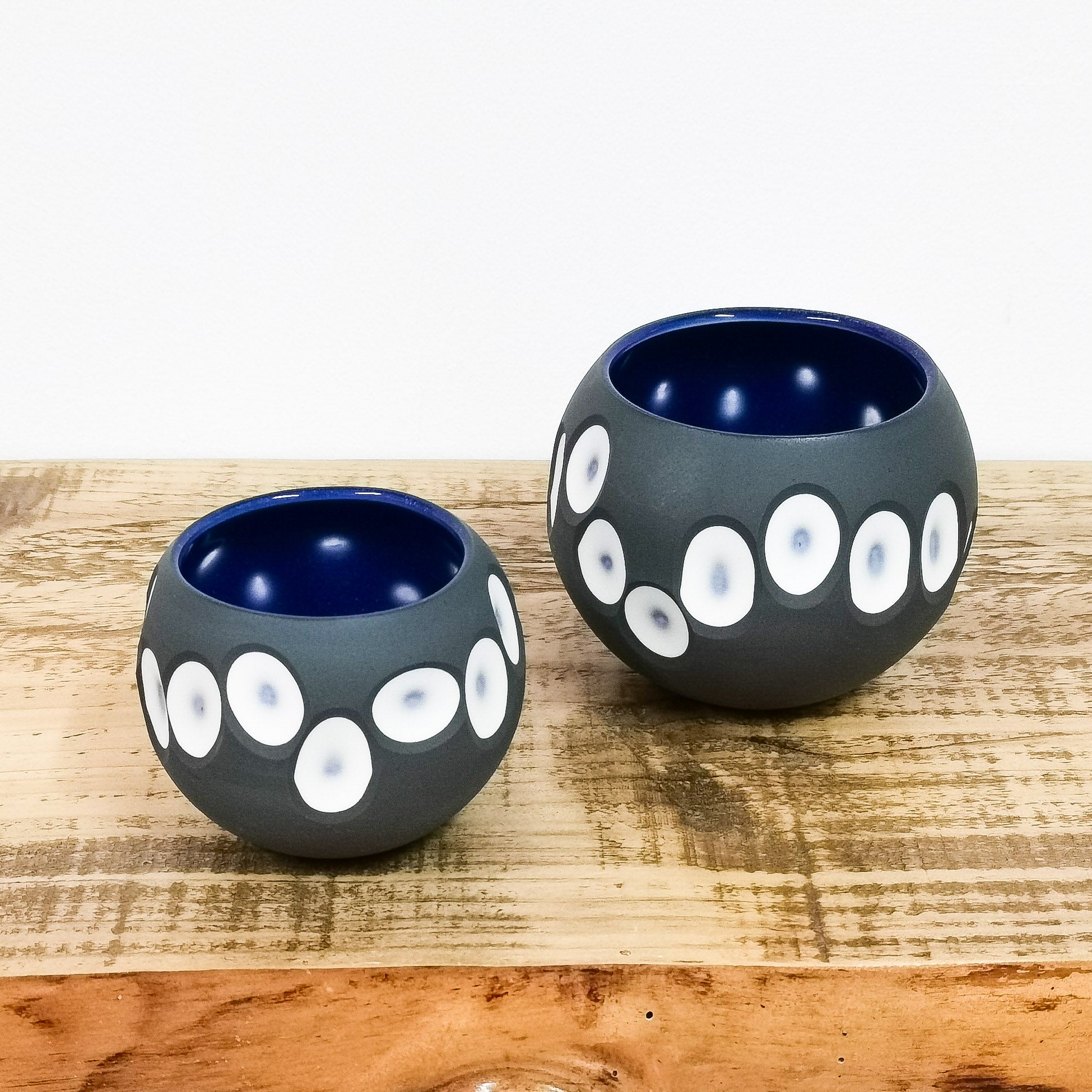 Handmade Large Round Charcoal Porcelain Tealight Holder