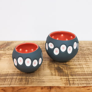 Handmade Medium Round Charcoal Porcelain Tealight Holder