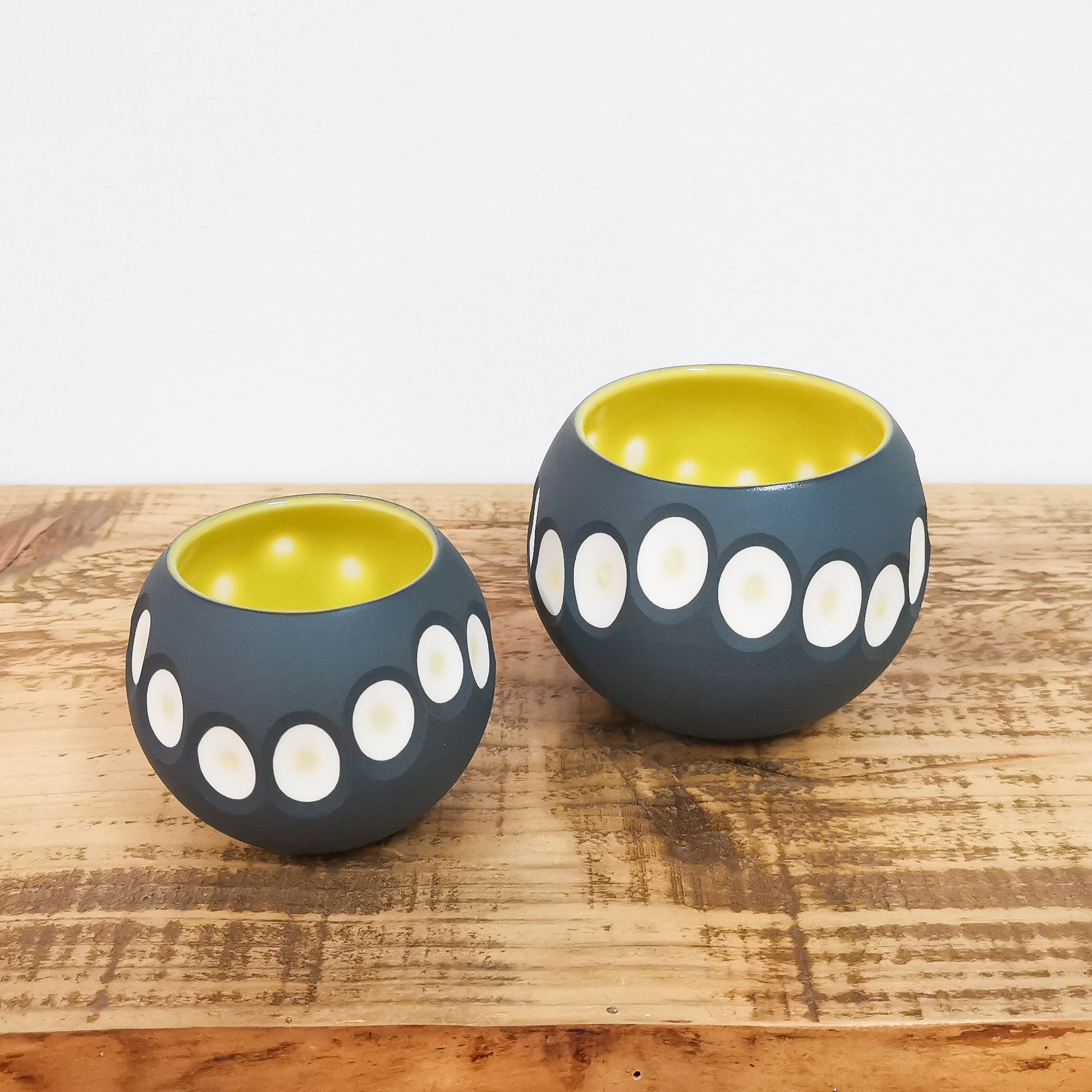 Handmade Medium Round Charcoal Porcelain Tealight Holder