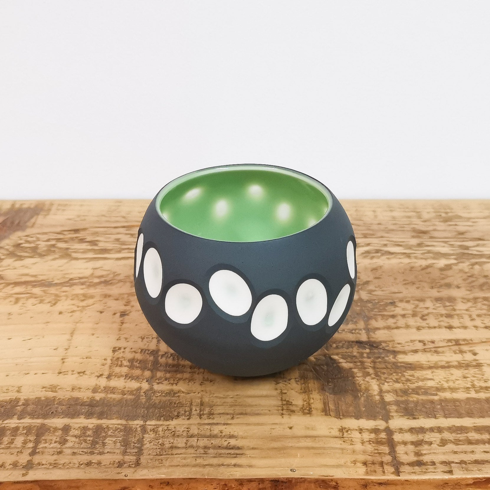 Handmade Medium Round Charcoal Porcelain Tealight Holder